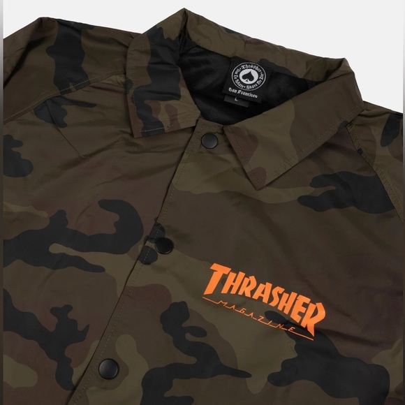 Thrasher Magazine Men’s Skategoat Camouflage Coach Jacket Green Camo Size Large - Picture 8 of 14